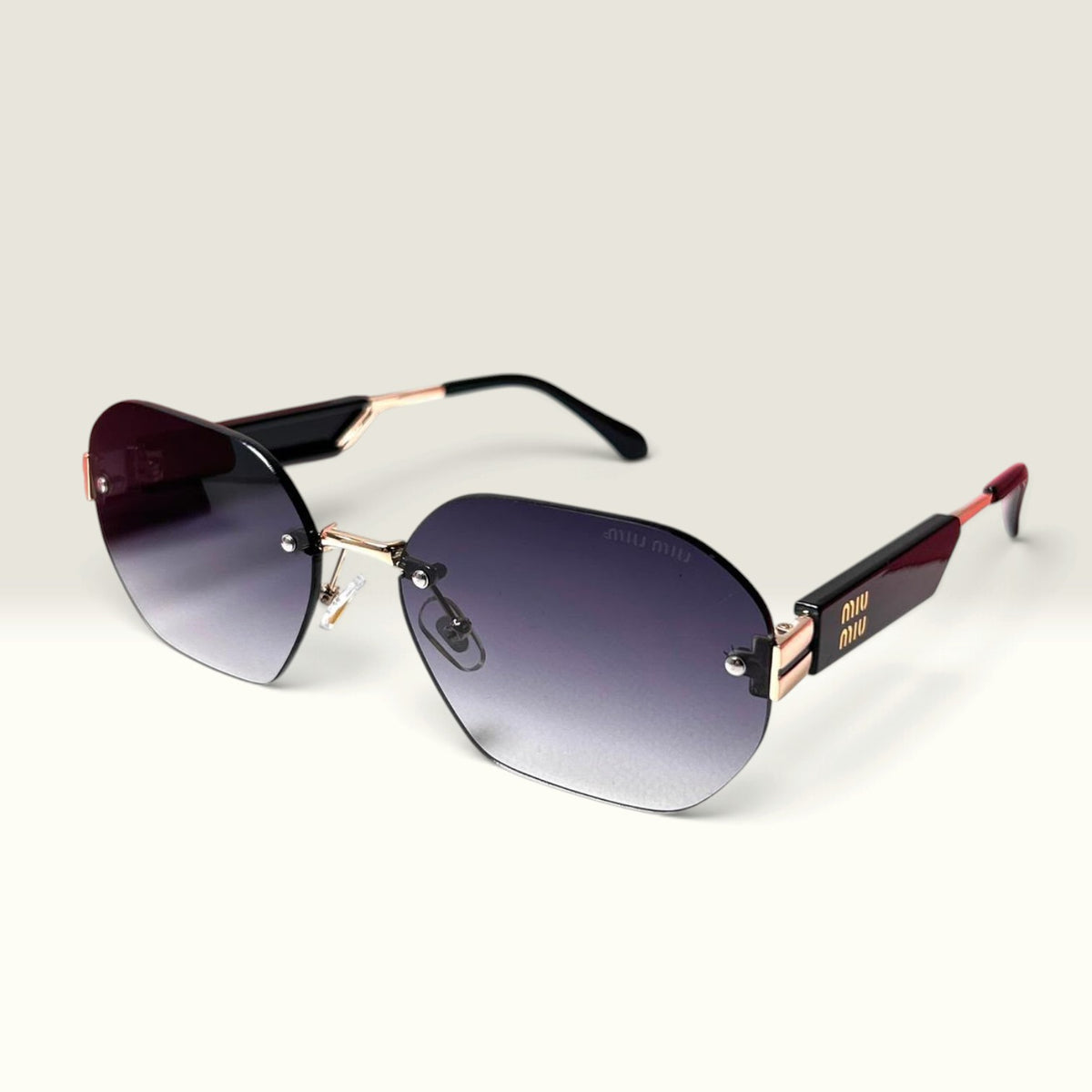 Miu Miu Logo Cat Eye Black Purple Gradient