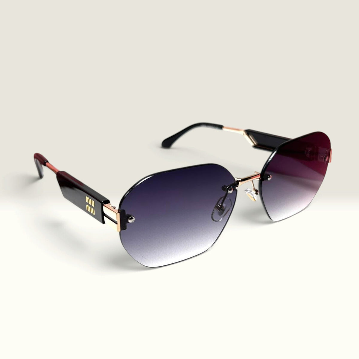 Miu Miu Logo Cat Eye Black Purple Gradient