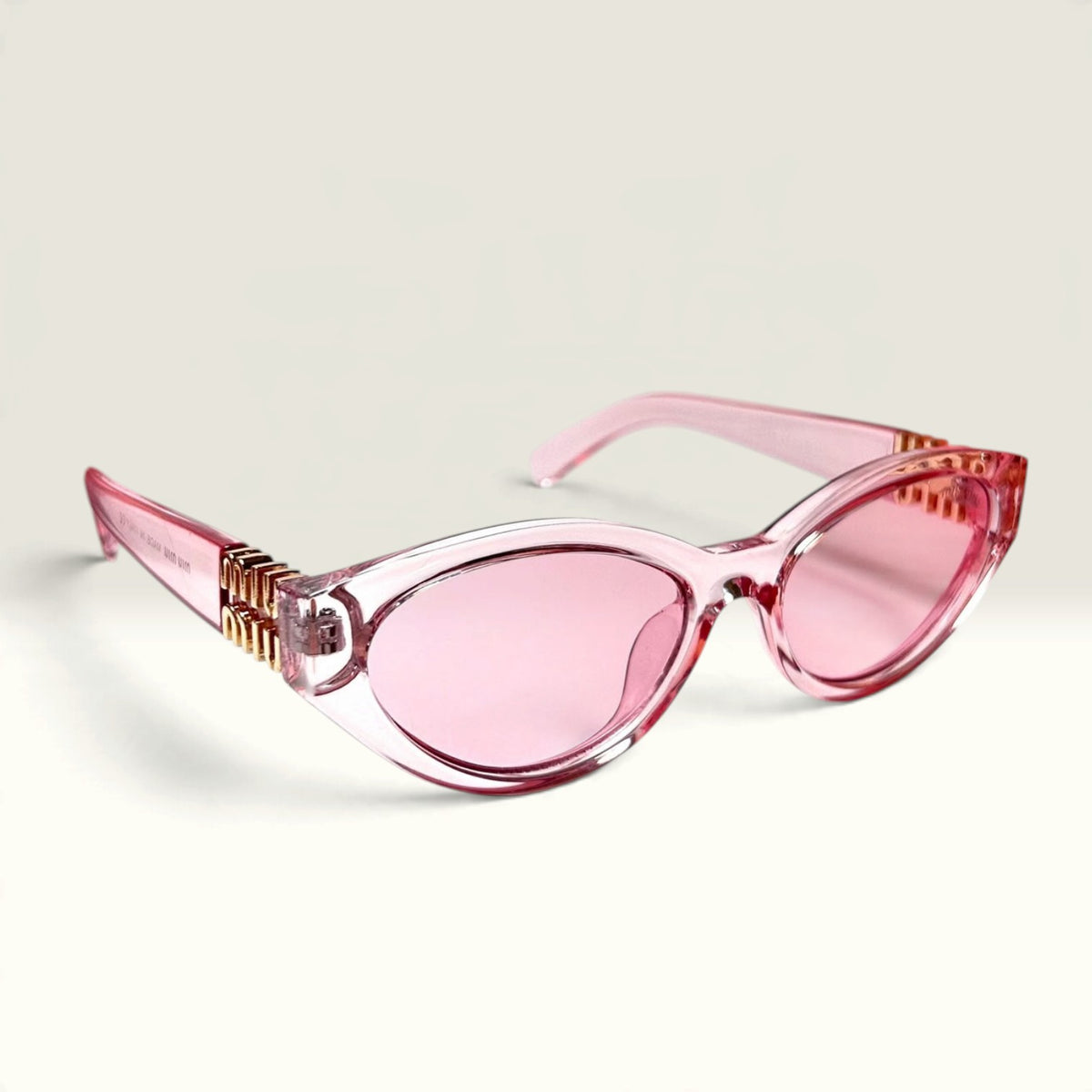Miu Miu "Miu Regard" Oval Crystal Pink Transparent Pink Monochromatic