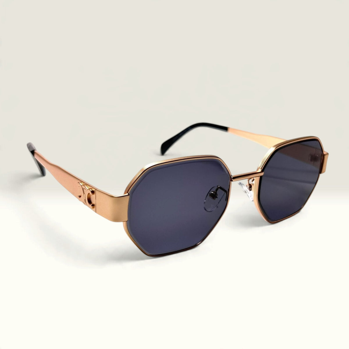 Celine Octagonal 513 Silver Gunmetal frame with Dark Gray lenses
