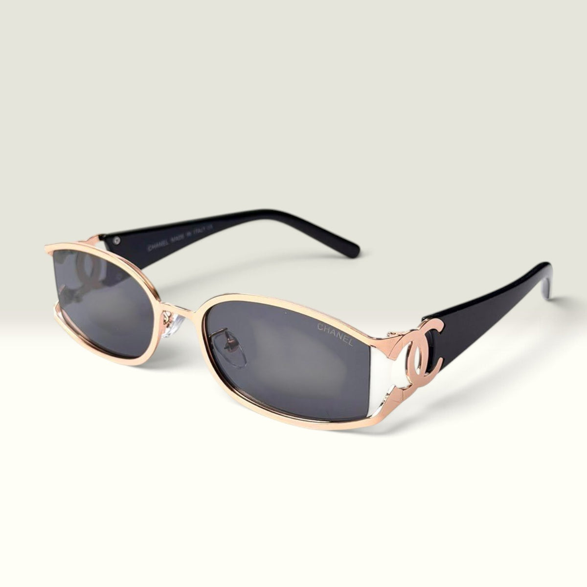 CHANEL RECTANGLE CC ROSE GOLD BLACK