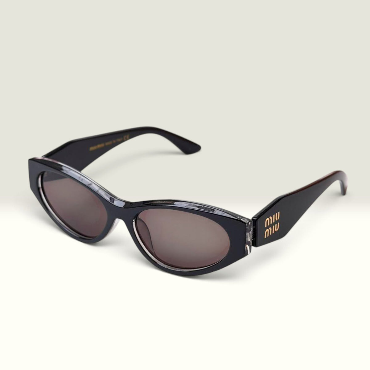 Miu Miu Slim Cat Eye Geo Logo Black Brown