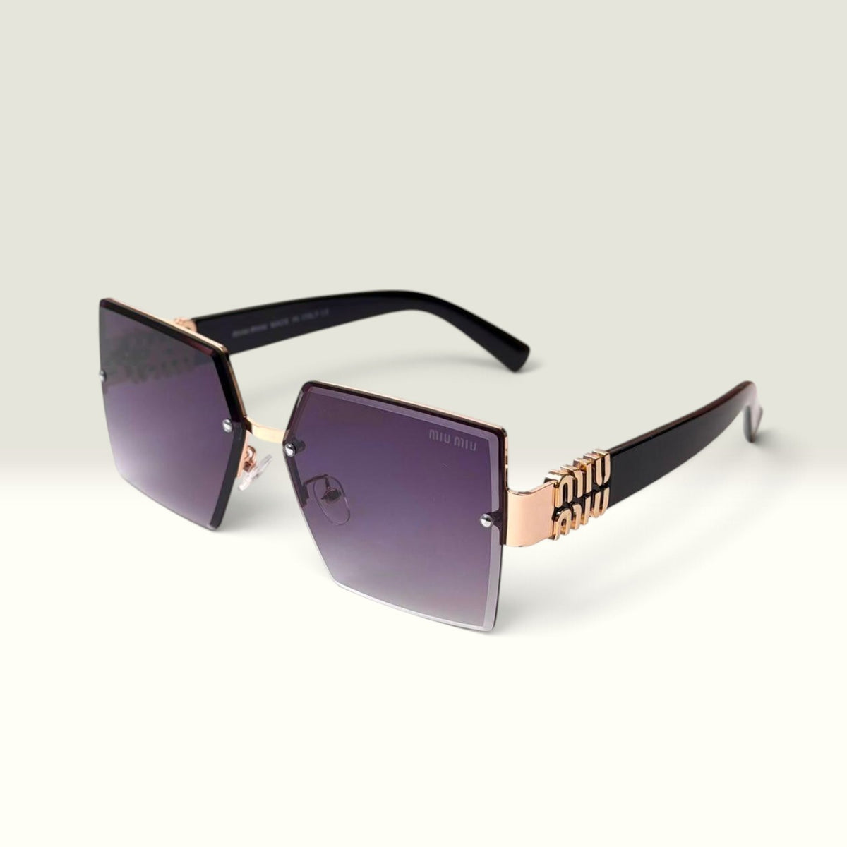 MIU MIU RIMLESS OVERSIZED SQUARE BLACK PURPLE