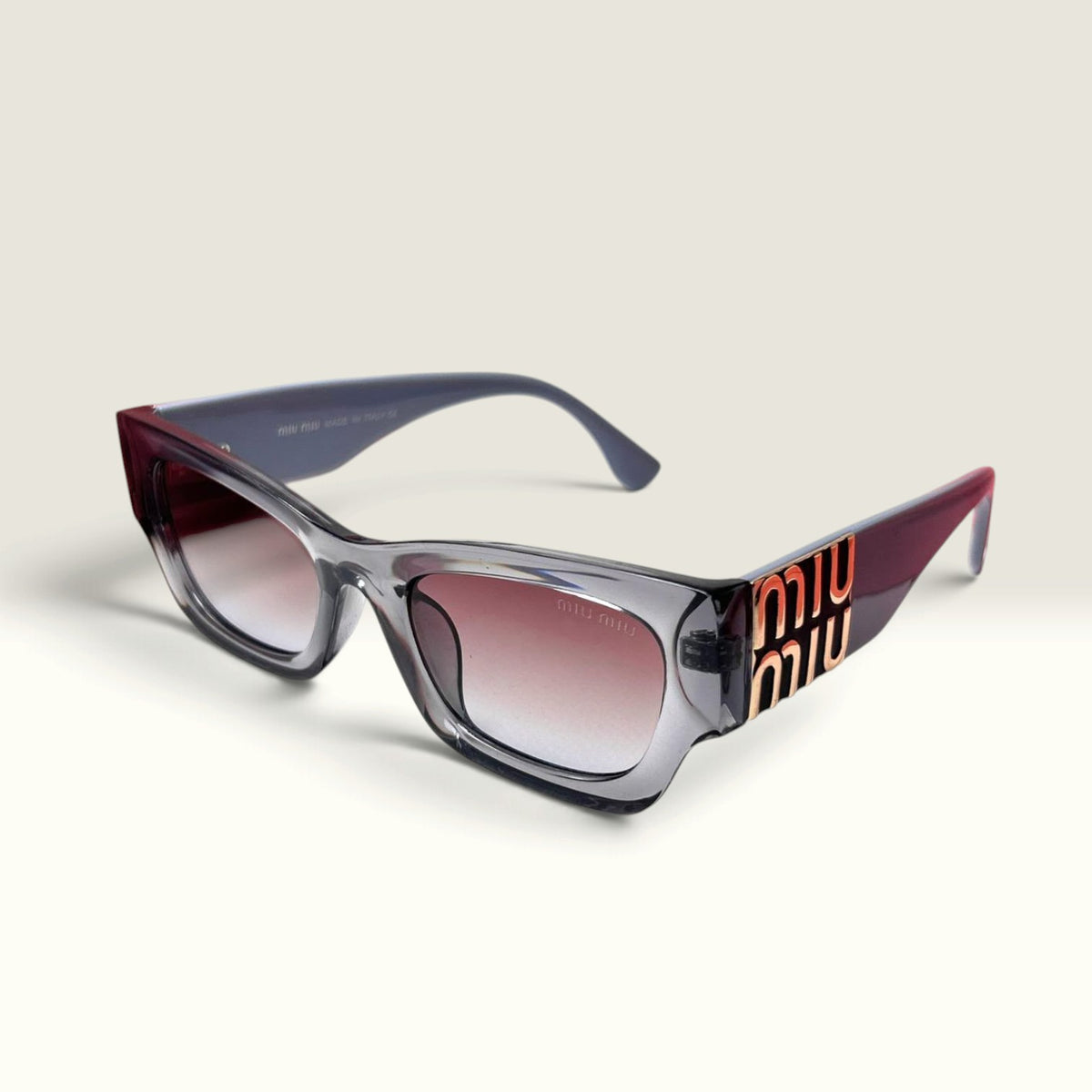Miu Miu MU B04S Irregular Sunglasses Grey Crystal