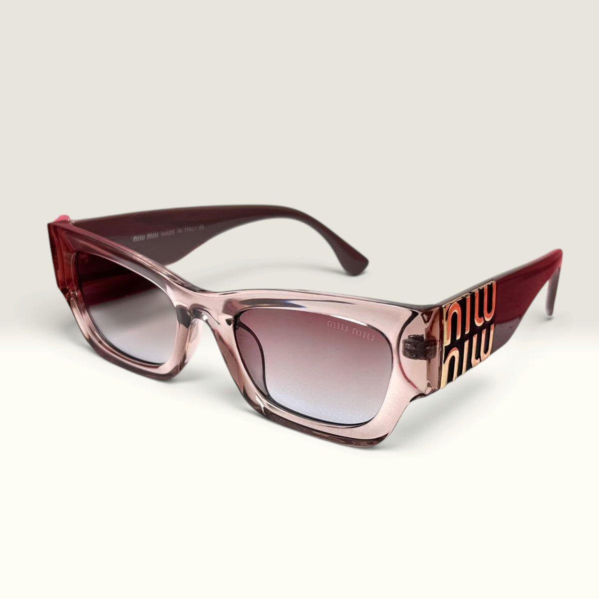 Miu Miu MU B04S Irregular Sunglasses Transparent Soft Pink