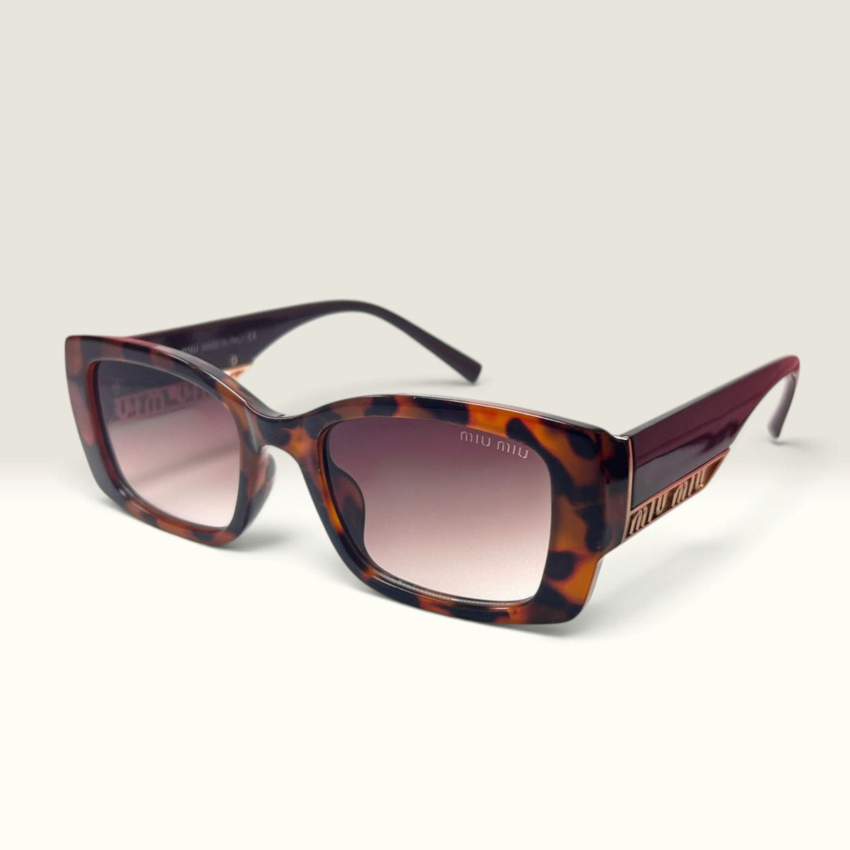 Miu Miu MU 07YS "Glimpse" Rectangular Honey Havana Tiger Tortoiseshel