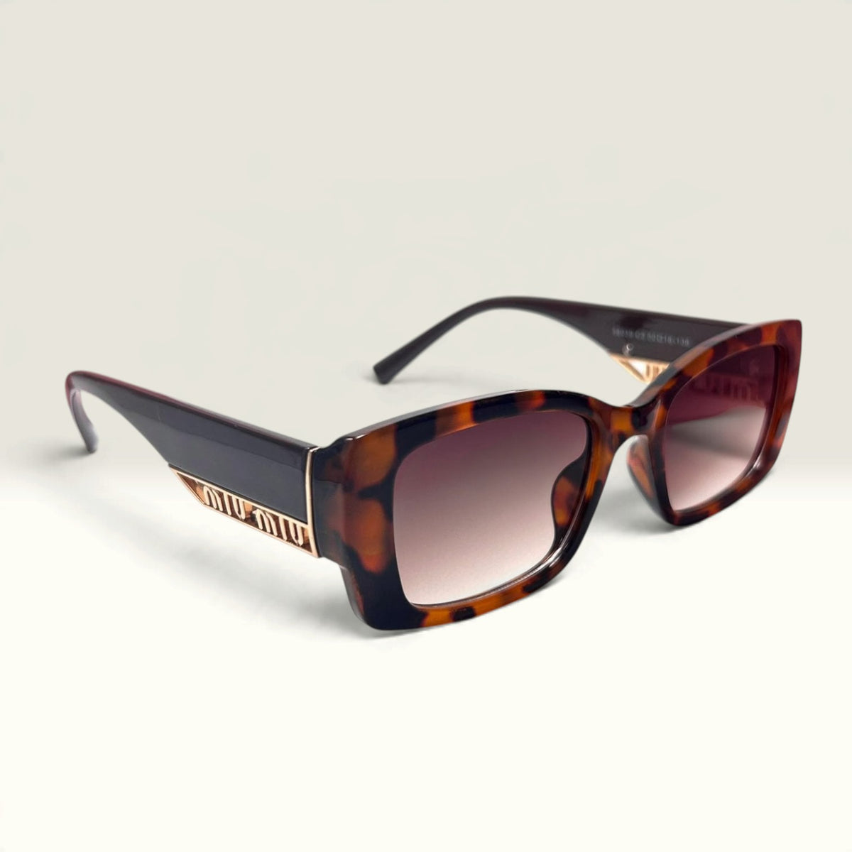 Miu Miu MU 07YS "Glimpse" Rectangular Honey Havana Tiger Tortoiseshel