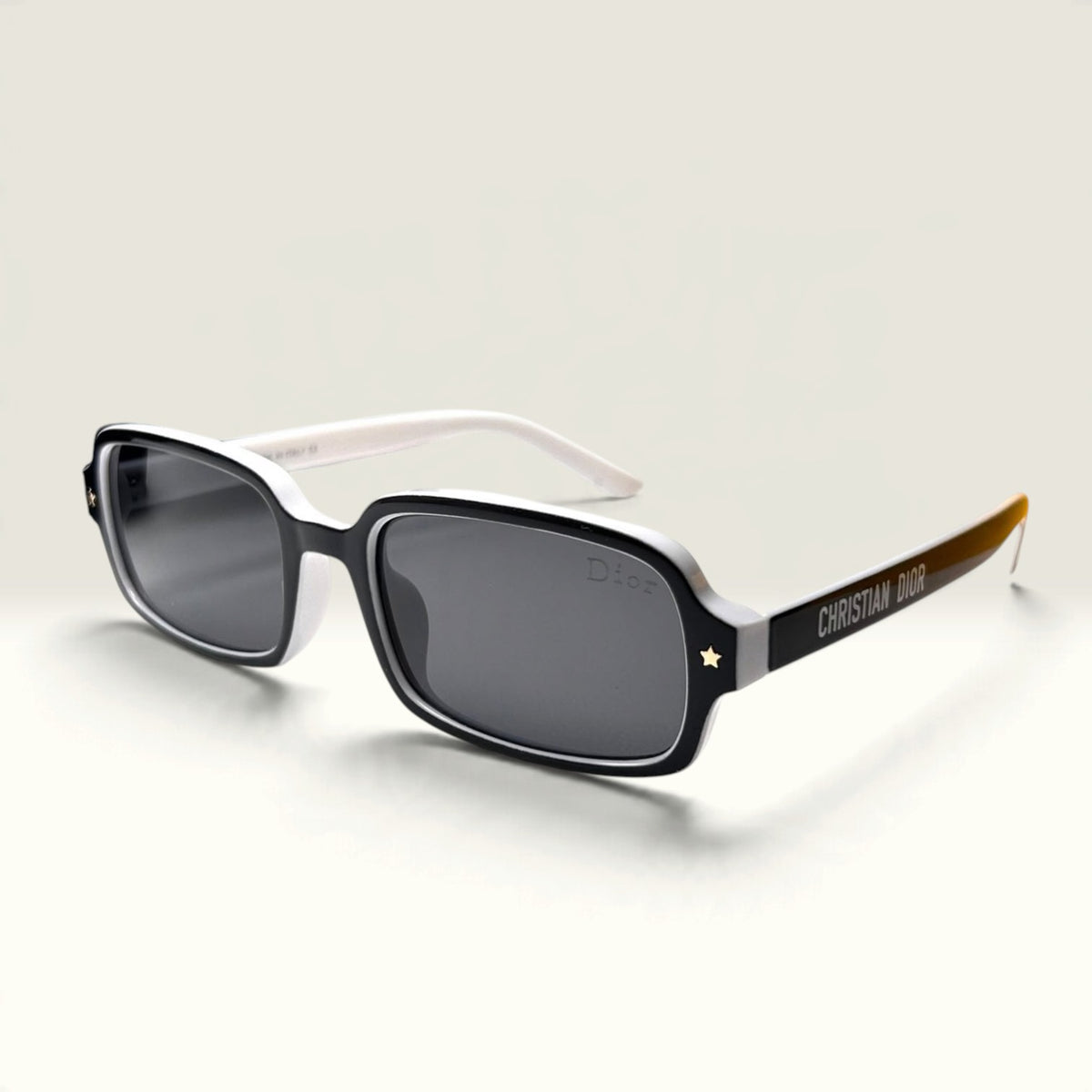 DiorPacific S1U Rectangular Shiny Black & Latte Bi-Color Gray-Smoke