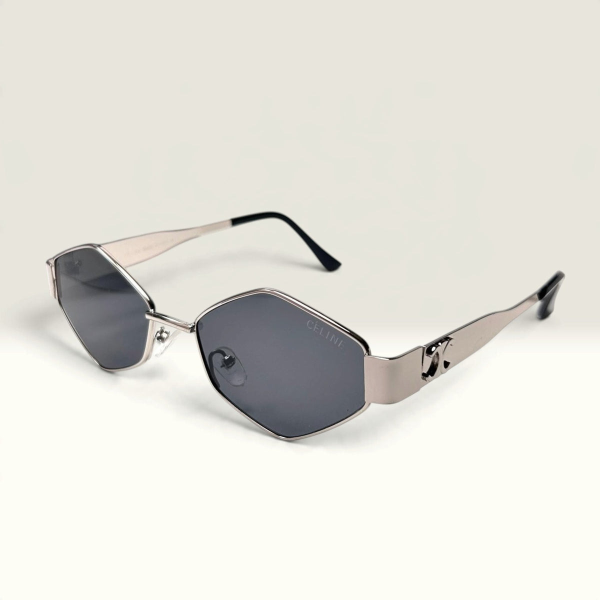 Celine Triomphe Metal 02 Hexagonal Silver Smoke Gray