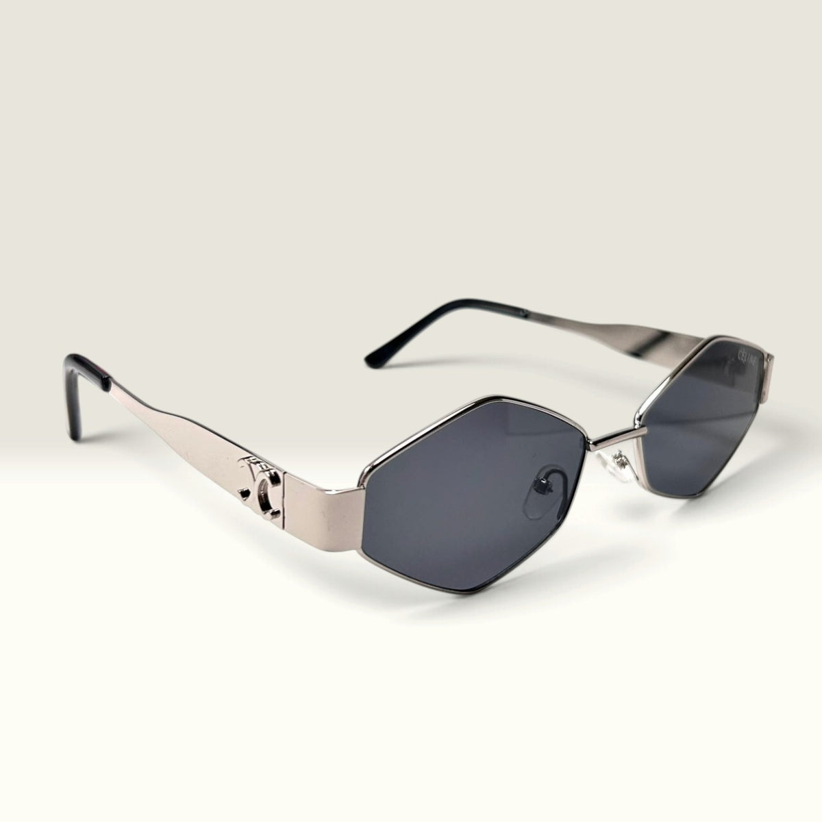 Celine Triomphe Metal 02 Hexagonal Silver Smoke Gray