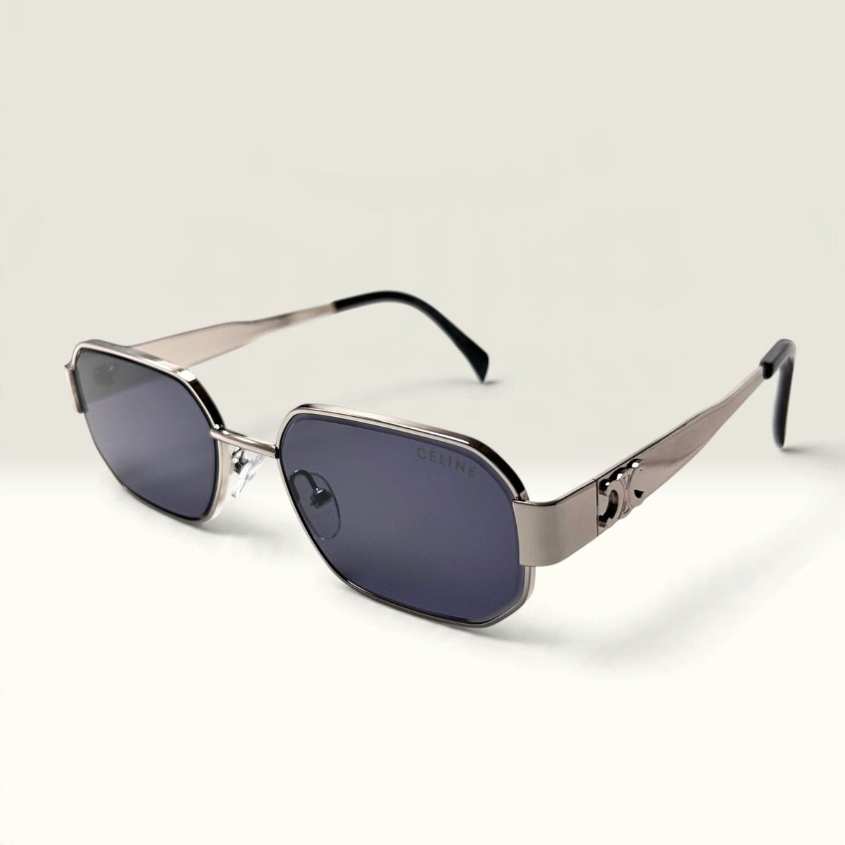 Celine Triomphe Metal 01 Rectangular Silver Smoke Gray