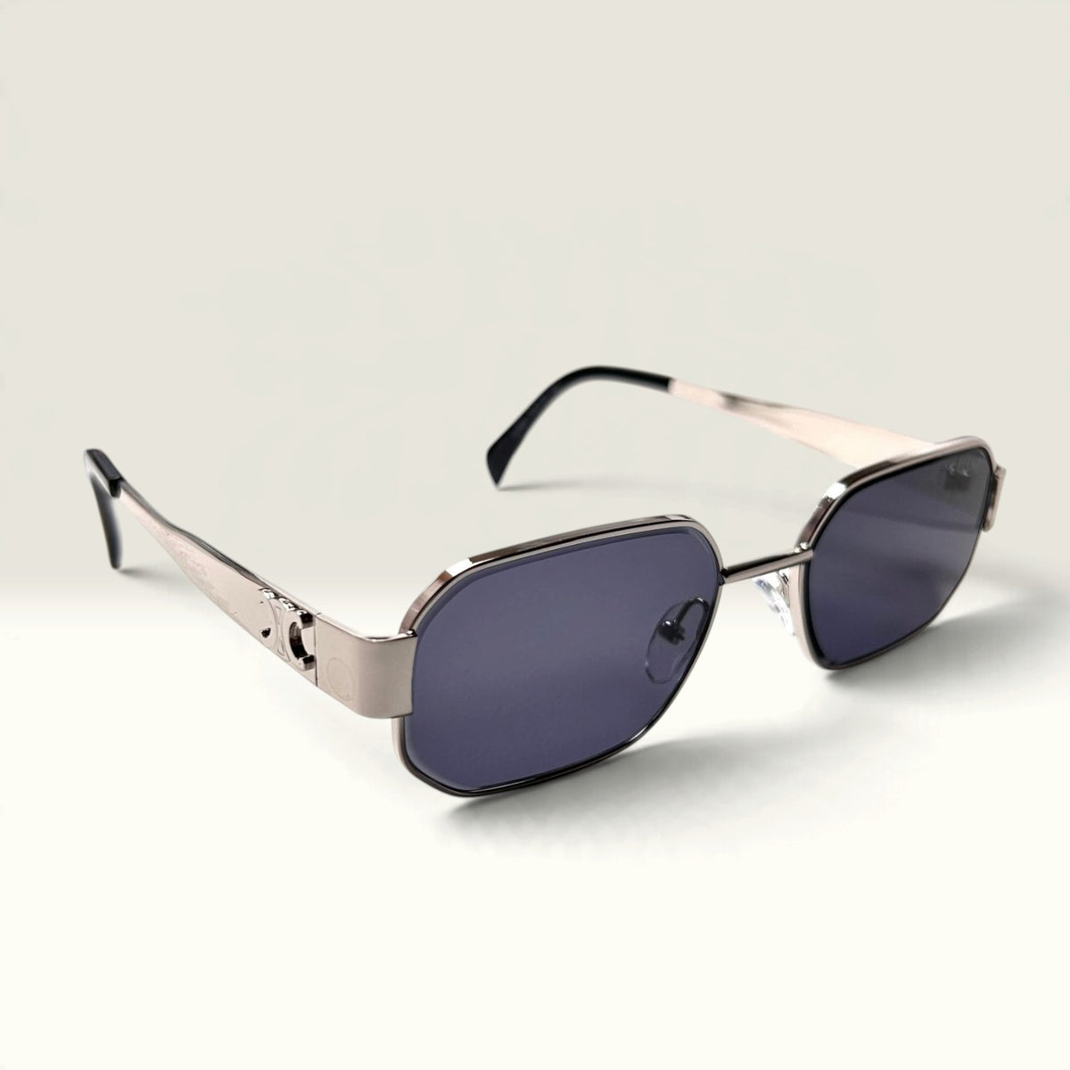Celine Triomphe Metal 01 Rectangular Silver Smoke Gray