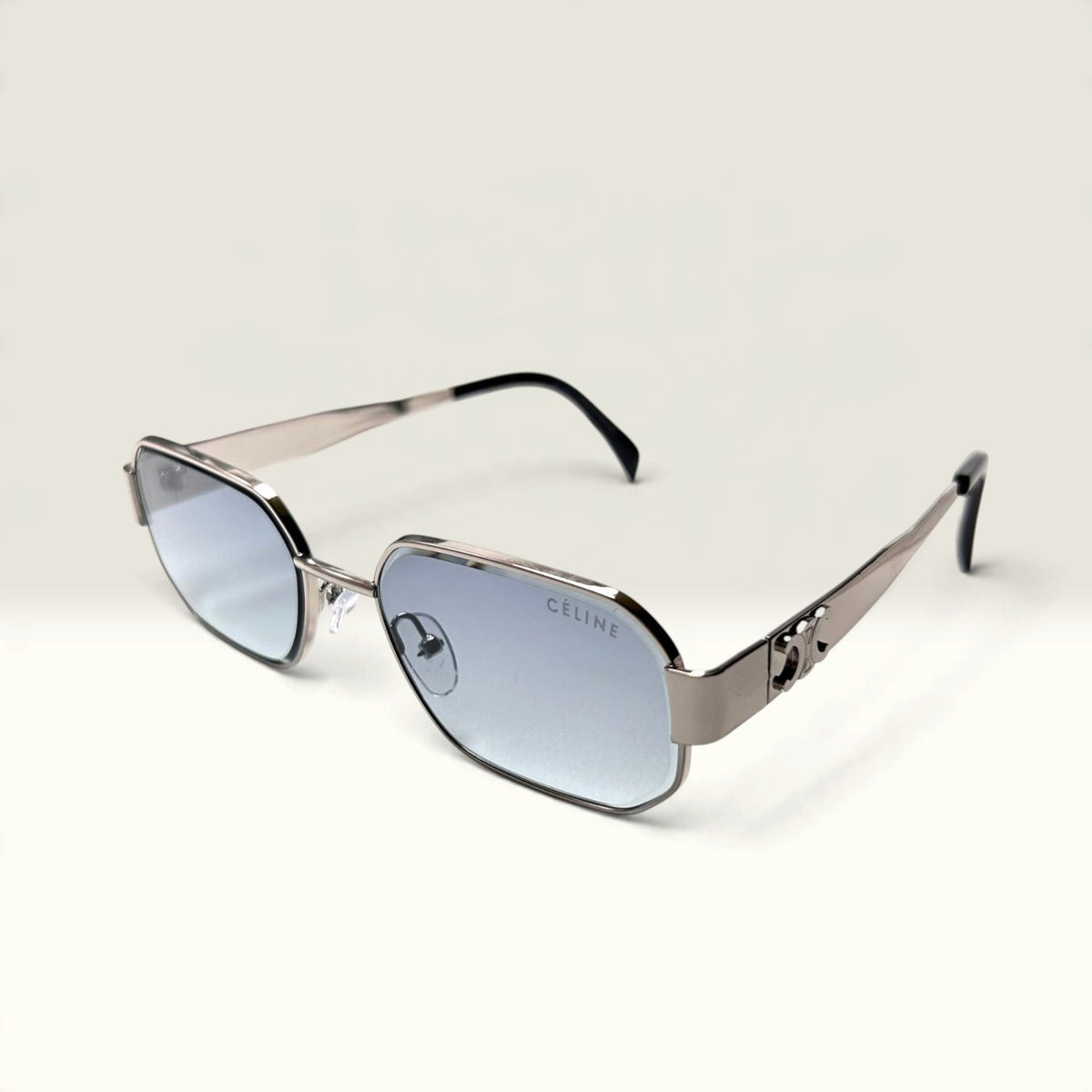 Celine Triomphe Metal 01 Rectangular Silver Light Blue Gradient