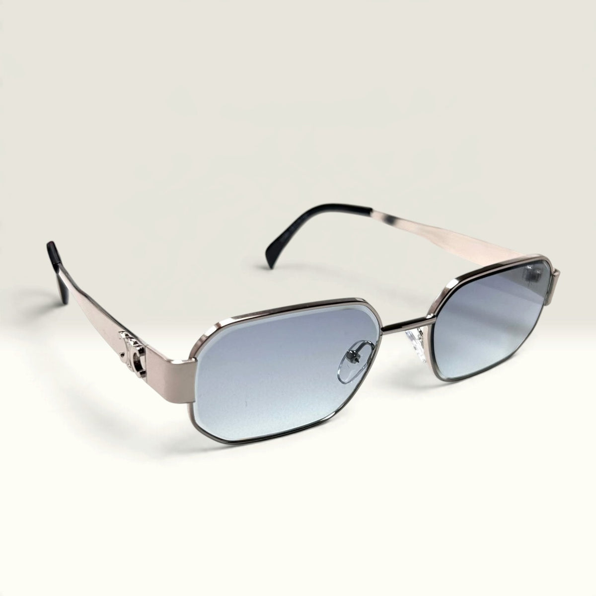 Celine Triomphe Metal 01 Rectangular Silver Light Blue Gradient