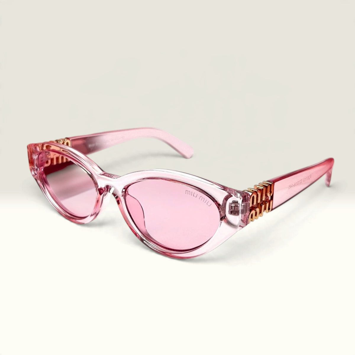 Miu Miu "Miu Regard" Oval Crystal Pink Transparent Pink Monochromatic