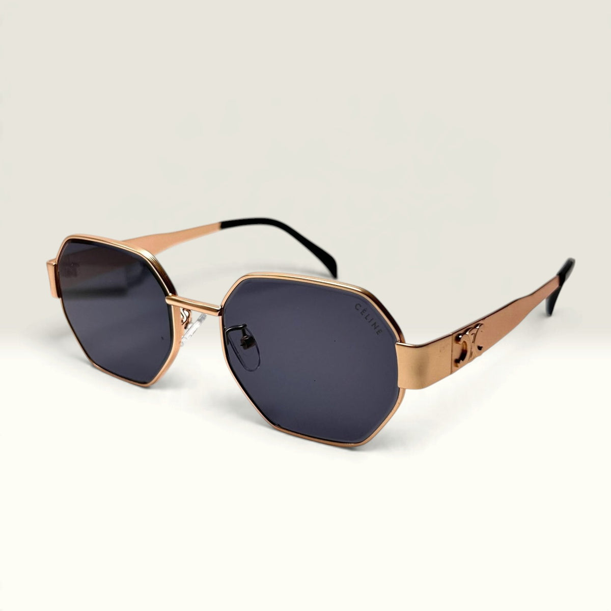 Celine Octagonal 513 Silver Gunmetal frame with Dark Gray lenses