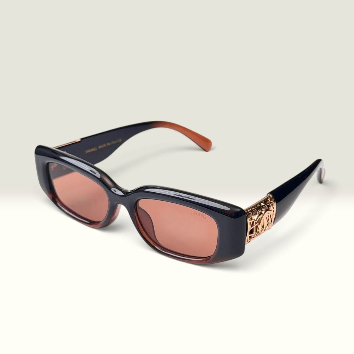 CHANEL  RECTANGLE LOGO BLACK BROWN