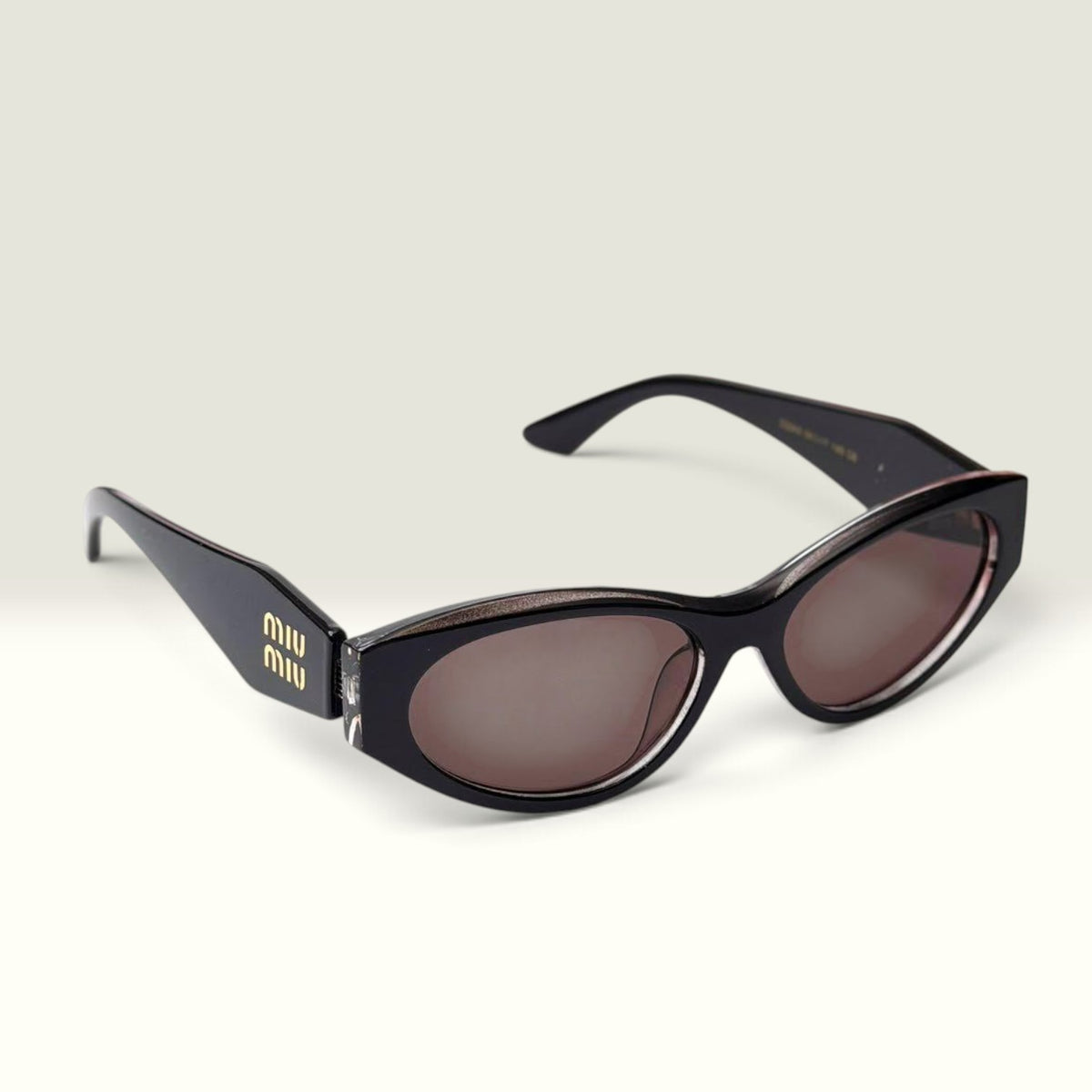 Miu Miu Slim Cat Eye Geo Logo Black Brown