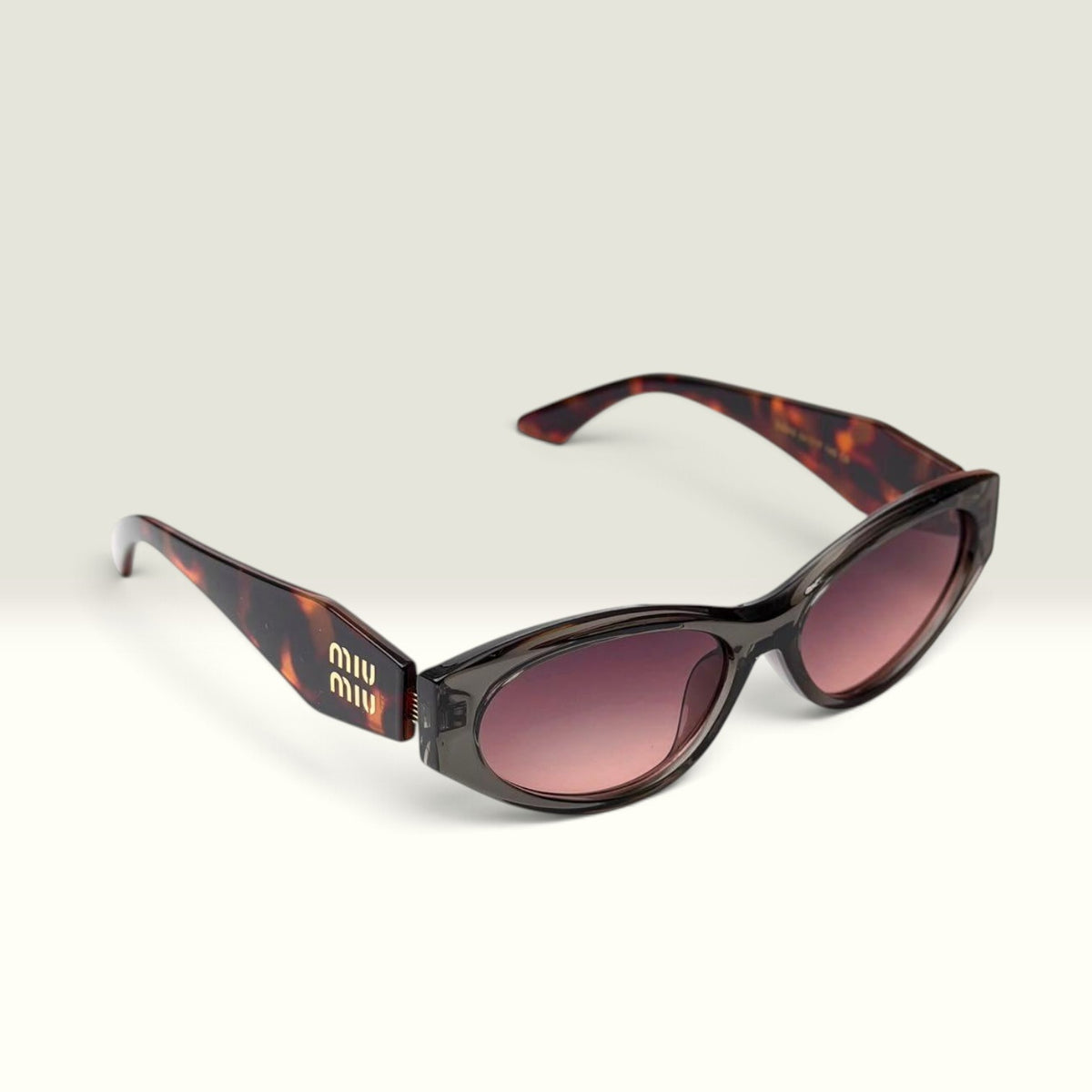 Miu Miu Slim Cat Eye Geo Logo Tortoise Brown